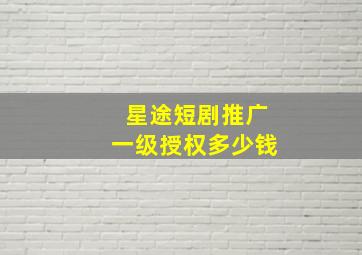 星途短剧推广一级授权多少钱