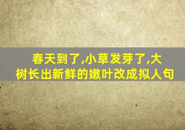 春天到了,小草发芽了,大树长出新鲜的嫩叶改成拟人句