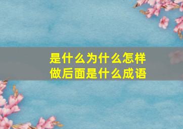 是什么为什么怎样做后面是什么成语