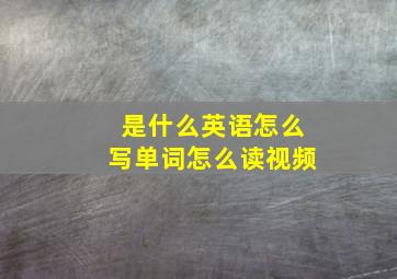 是什么英语怎么写单词怎么读视频