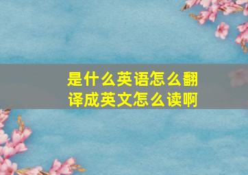 是什么英语怎么翻译成英文怎么读啊