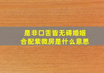 是非口舌皆无碍婚姻合配紫微房是什么意思