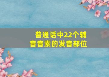 普通话中22个辅音音素的发音部位