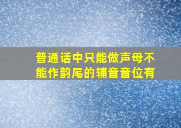 普通话中只能做声母不能作韵尾的辅音音位有