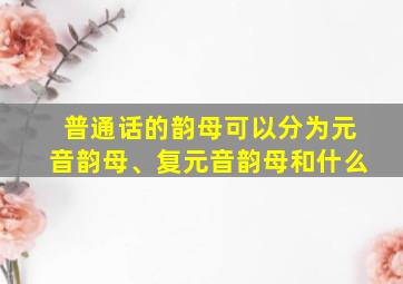 普通话的韵母可以分为元音韵母、复元音韵母和什么