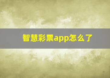 智慧彩票app怎么了