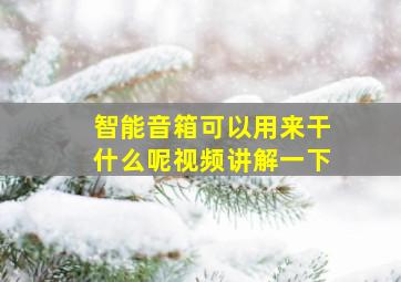 智能音箱可以用来干什么呢视频讲解一下