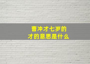 曹冲才七岁的才的意思是什么