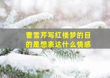 曹雪芹写红楼梦的目的是想表达什么情感