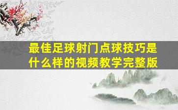 最佳足球射门点球技巧是什么样的视频教学完整版