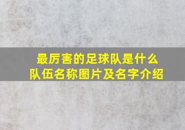 最厉害的足球队是什么队伍名称图片及名字介绍