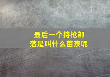 最后一个持枪部落是叫什么苗寨呢