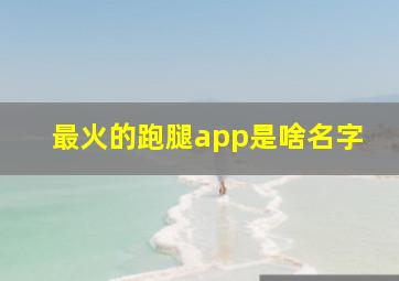 最火的跑腿app是啥名字