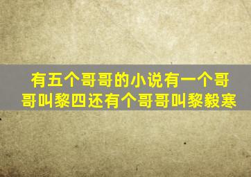 有五个哥哥的小说有一个哥哥叫黎四还有个哥哥叫黎毅寒