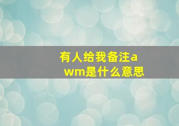 有人给我备注awm是什么意思