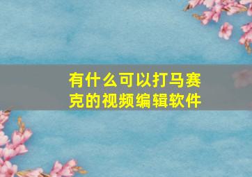 有什么可以打马赛克的视频编辑软件