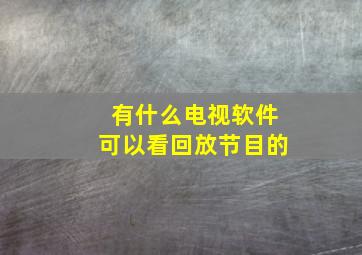 有什么电视软件可以看回放节目的