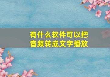 有什么软件可以把音频转成文字播放