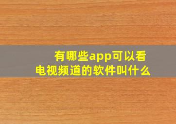 有哪些app可以看电视频道的软件叫什么