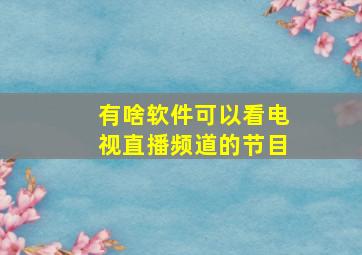 有啥软件可以看电视直播频道的节目