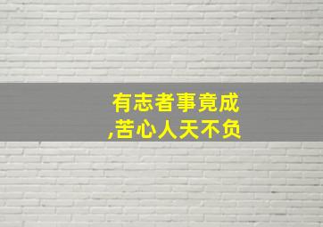 有志者事竟成,苦心人天不负