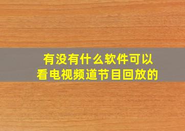 有没有什么软件可以看电视频道节目回放的