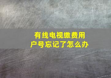 有线电视缴费用户号忘记了怎么办