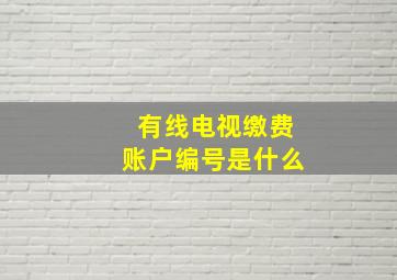 有线电视缴费账户编号是什么