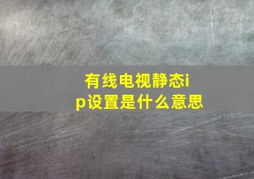 有线电视静态ip设置是什么意思