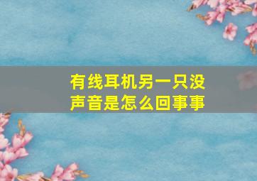 有线耳机另一只没声音是怎么回事事