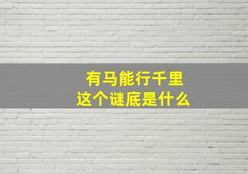 有马能行千里这个谜底是什么