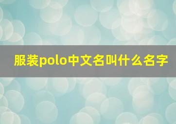 服装polo中文名叫什么名字