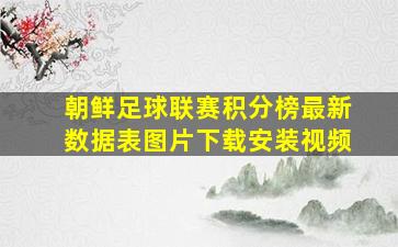 朝鲜足球联赛积分榜最新数据表图片下载安装视频