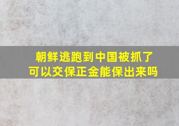 朝鲜逃跑到中国被抓了可以交保正金能保出来吗