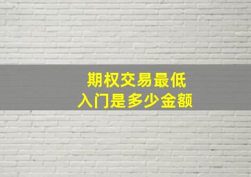 期权交易最低入门是多少金额