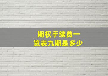 期权手续费一览表九期是多少