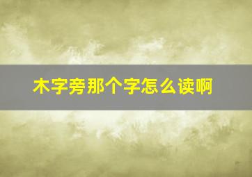 木字旁那个字怎么读啊