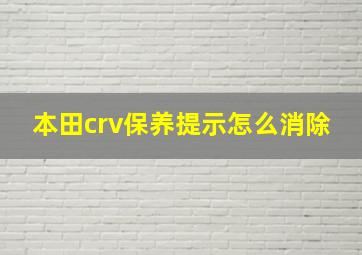 本田crv保养提示怎么消除