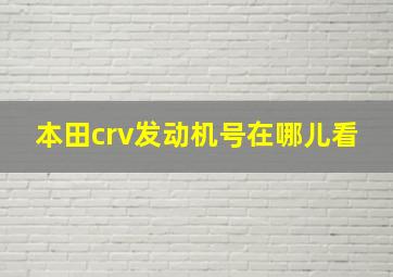 本田crv发动机号在哪儿看