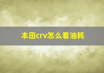 本田crv怎么看油耗