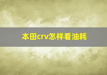 本田crv怎样看油耗