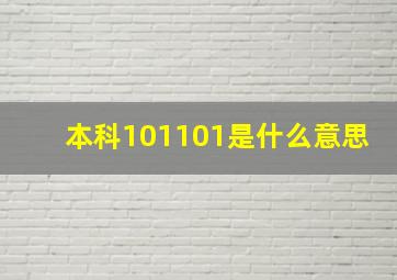 本科101101是什么意思