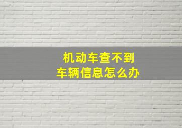 机动车查不到车辆信息怎么办