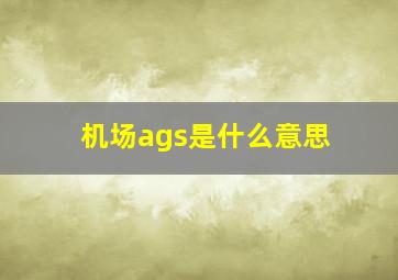 机场ags是什么意思