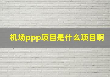 机场ppp项目是什么项目啊