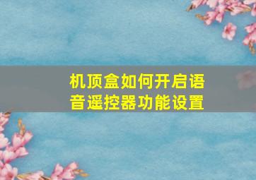 机顶盒如何开启语音遥控器功能设置