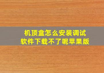 机顶盒怎么安装调试软件下载不了呢苹果版