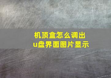 机顶盒怎么调出u盘界面图片显示