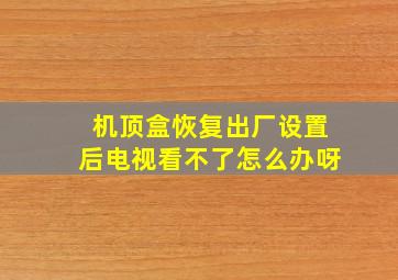 机顶盒恢复出厂设置后电视看不了怎么办呀