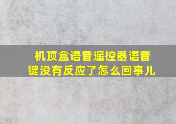 机顶盒语音遥控器语音键没有反应了怎么回事儿